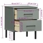 Bedside table with metal legs and solid pine wood in gray OSLO by vidaXL, Nightstands - Ref: Foro24-350974, Price: 72,67 €, D...