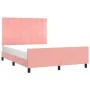 Pink velvet bed frame with headboard 140x190 cm by , Beds and slatted bases - Ref: Foro24-3125756, Price: 204,84 €, Discount: %