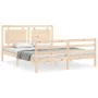 Bed frame with solid wood headboard 160x200 cm by , Beds and slatted bases - Ref: Foro24-3194061, Price: 152,53 €, Discount: %