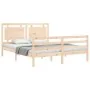 Bed frame with solid wood headboard 160x200 cm by , Beds and slatted bases - Ref: Foro24-3194061, Price: 152,53 €, Discount: %