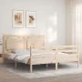 Bed frame with solid wood headboard 160x200 cm by , Beds and slatted bases - Ref: Foro24-3194061, Price: 152,53 €, Discount: %