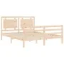 Bed frame with solid wood headboard 160x200 cm by , Beds and slatted bases - Ref: Foro24-3194061, Price: 152,53 €, Discount: %