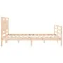 Bed frame with solid wood headboard 160x200 cm by , Beds and slatted bases - Ref: Foro24-3194061, Price: 152,53 €, Discount: %