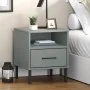 Mesita de noche patas de metal madera maciza pino gris OSLO de vidaXL, Mesitas de noche - Ref: Foro24-350971, Precio: 62,40 €...