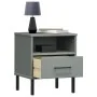 Mesita de noche patas de metal madera maciza pino gris OSLO de vidaXL, Mesitas de noche - Ref: Foro24-350971, Precio: 62,40 €...