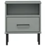 Mesita de noche patas de metal madera maciza pino gris OSLO de vidaXL, Mesitas de noche - Ref: Foro24-350971, Precio: 62,40 €...