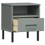 Mesita de noche patas de metal madera maciza pino gris OSLO de vidaXL, Mesitas de noche - Ref: Foro24-350971, Precio: 62,40 €...