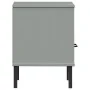 Mesita de noche patas de metal madera maciza pino gris OSLO de vidaXL, Mesitas de noche - Ref: Foro24-350971, Precio: 62,40 €...