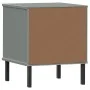 Mesita de noche patas de metal madera maciza pino gris OSLO de vidaXL, Mesitas de noche - Ref: Foro24-350971, Precio: 62,40 €...