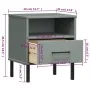 Mesita de noche patas de metal madera maciza pino gris OSLO de vidaXL, Mesitas de noche - Ref: Foro24-350971, Precio: 62,40 €...