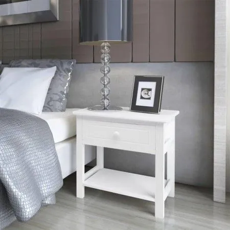 Mesita de noche de madera blanca de vidaXL, Mesitas de noche - Ref: Foro24-242870, Precio: 51,55 €, Descuento: %
