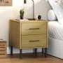 OSLO Nachttisch aus braunem Kiefernholz und Metallbeinen von vidaXL, Nachttische - Ref: Foro24-350973, Preis: 52,19 €, Rabatt: %