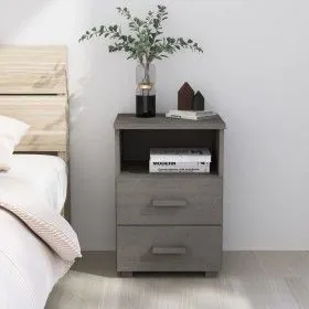 HAMAR Nachttisch aus massivem Kiefernholz hellgrau 40x35x62 cm von vidaXL, Nachttische - Ref: Foro24-340415, Preis: 71,35 €, ...