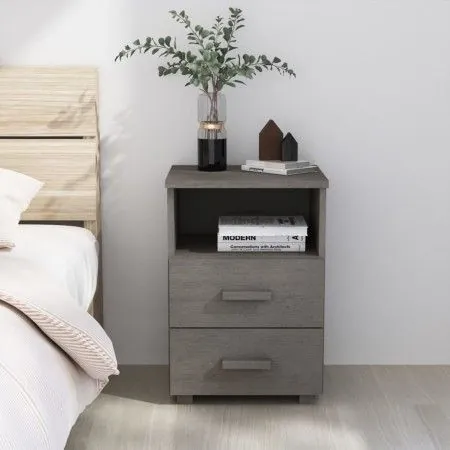 HAMAR Nachttisch aus massivem Kiefernholz hellgrau 40x35x62 cm von vidaXL, Nachttische - Ref: Foro24-340415, Preis: 71,35 €, ...