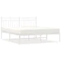 Estructura de cama de metal con cabecero blanca 150x200 cm de , Camas y somieres - Ref: Foro24-373742, Precio: 97,78 €, Descu...
