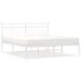 Metal bed frame with white headboard 150x200 cm by , Beds and slatted bases - Ref: Foro24-373742, Price: 97,78 €, Discount: %