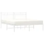 Estructura de cama de metal con cabecero blanca 150x200 cm de , Camas y somieres - Ref: Foro24-373742, Precio: 97,78 €, Descu...