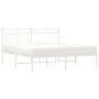 Metal bed frame with white headboard 150x200 cm by , Beds and slatted bases - Ref: Foro24-373742, Price: 97,78 €, Discount: %