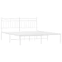 Estructura de cama de metal con cabecero blanca 150x200 cm de , Camas y somieres - Ref: Foro24-373742, Precio: 97,78 €, Descu...