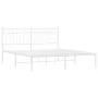 Metal bed frame with white headboard 150x200 cm by , Beds and slatted bases - Ref: Foro24-373742, Price: 97,78 €, Discount: %