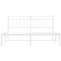 Estructura de cama de metal con cabecero blanca 150x200 cm de , Camas y somieres - Ref: Foro24-373742, Precio: 97,78 €, Descu...