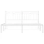 Metal bed frame with white headboard 150x200 cm by , Beds and slatted bases - Ref: Foro24-373742, Price: 97,78 €, Discount: %