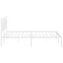 Metal bed frame with white headboard 150x200 cm by , Beds and slatted bases - Ref: Foro24-373742, Price: 97,78 €, Discount: %