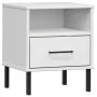 Mesita de noche patas de metal madera maciza pino blanca OSLO de vidaXL, Mesitas de noche - Ref: Foro24-350972, Precio: 57,85...