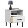 Mesita de noche patas de metal madera maciza pino blanca OSLO de vidaXL, Mesitas de noche - Ref: Foro24-350972, Precio: 57,85...