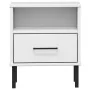 Mesita de noche patas de metal madera maciza pino blanca OSLO de vidaXL, Mesitas de noche - Ref: Foro24-350972, Precio: 57,85...