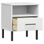 Mesita de noche patas de metal madera maciza pino blanca OSLO de vidaXL, Mesitas de noche - Ref: Foro24-350972, Precio: 57,85...