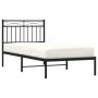 Bed frame with black metal headboard 90x200 cm by , Beds and slatted bases - Ref: Foro24-373684, Price: 65,84 €, Discount: %