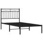 Bed frame with black metal headboard 90x200 cm by , Beds and slatted bases - Ref: Foro24-373684, Price: 65,84 €, Discount: %