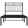 Bed frame with black metal headboard 90x200 cm by , Beds and slatted bases - Ref: Foro24-373684, Price: 65,84 €, Discount: %
