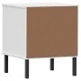 Mesita de noche patas de metal madera maciza pino blanca OSLO de vidaXL, Mesitas de noche - Ref: Foro24-350972, Precio: 57,85...
