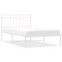 Estructura de cama de metal con cabecero blanco 107x203 cm de , Camas y somieres - Ref: Foro24-373736, Precio: 68,81 €, Descu...
