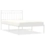 Metal bed frame with white headboard 107x203 cm by , Beds and slatted bases - Ref: Foro24-373736, Price: 68,81 €, Discount: %
