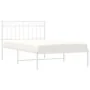 Estructura de cama de metal con cabecero blanco 107x203 cm de , Camas y somieres - Ref: Foro24-373736, Precio: 68,81 €, Descu...