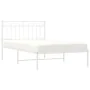 Metal bed frame with white headboard 107x203 cm by , Beds and slatted bases - Ref: Foro24-373736, Price: 68,81 €, Discount: %