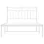 Estructura de cama de metal con cabecero blanco 107x203 cm de , Camas y somieres - Ref: Foro24-373736, Precio: 68,81 €, Descu...