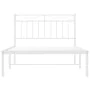 Metal bed frame with white headboard 107x203 cm by , Beds and slatted bases - Ref: Foro24-373736, Price: 68,81 €, Discount: %