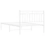Estructura de cama de metal con cabecero blanco 107x203 cm de , Camas y somieres - Ref: Foro24-373736, Precio: 68,81 €, Descu...