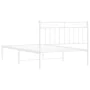 Metal bed frame with white headboard 107x203 cm by , Beds and slatted bases - Ref: Foro24-373736, Price: 68,81 €, Discount: %