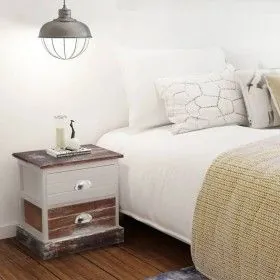 Brown and white bedside tables, 2 units by vidaXL, Nightstands - Ref: Foro24-242885, Price: 82,63 €, Discount: %