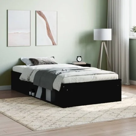 Estructura de cama negra 90x200 cm de , Camas y somieres - Ref: Foro24-3203825, Precio: 118,52 €, Descuento: %