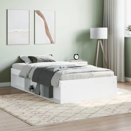 White bed frame 90x190 cm by , Beds and slatted bases - Ref: Foro24-3203838, Price: 127,81 €, Discount: %
