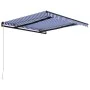Blue and white retractable manual awning 350x250 cm by vidaXL, Awnings - Ref: Foro24-3055188, Price: 266,82 €, Discount: %