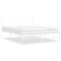 Estructura cama metal con cabecero y estribo blanco 150x200 cm de , Camas y somieres - Ref: Foro24-373760, Precio: 114,36 €, ...