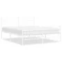 Metal bed frame with headboard and white footboard 150x200 cm by , Beds and slatted bases - Ref: Foro24-373760, Price: 114,36...