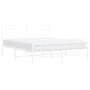 Estructura cama metal con cabecero y estribo blanco 150x200 cm de , Camas y somieres - Ref: Foro24-373760, Precio: 114,36 €, ...